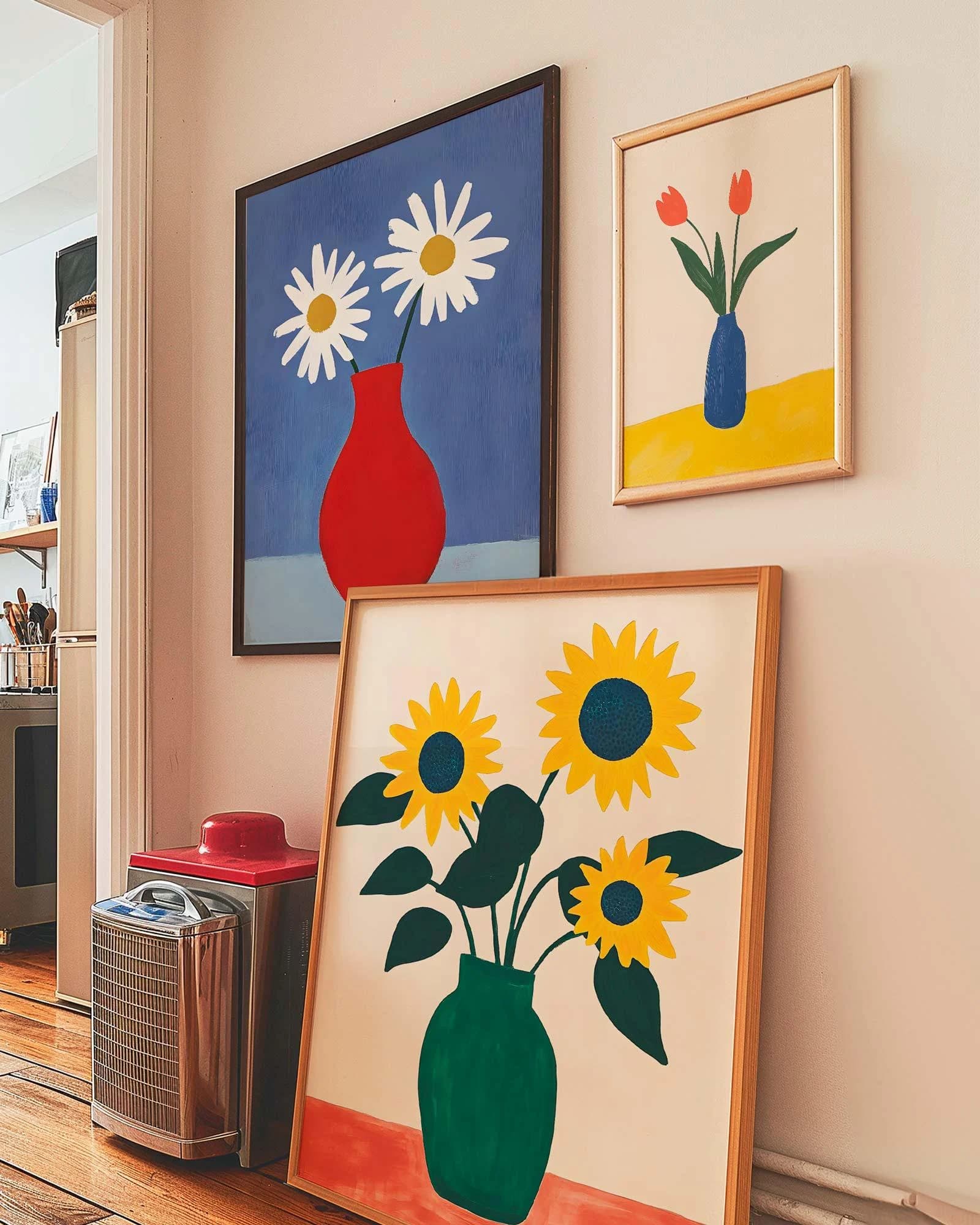 Minimalist Floral Vase Printable Wall Art Set